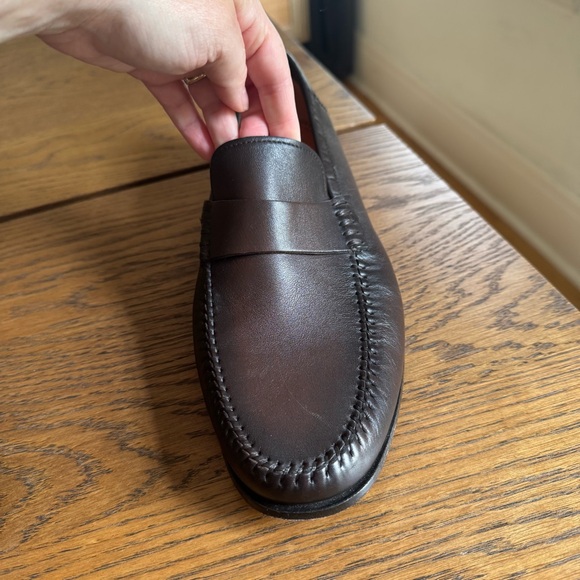 Santoni‎ Dark Brown Leather Loafers Made in Italy - Picture 8 of 16